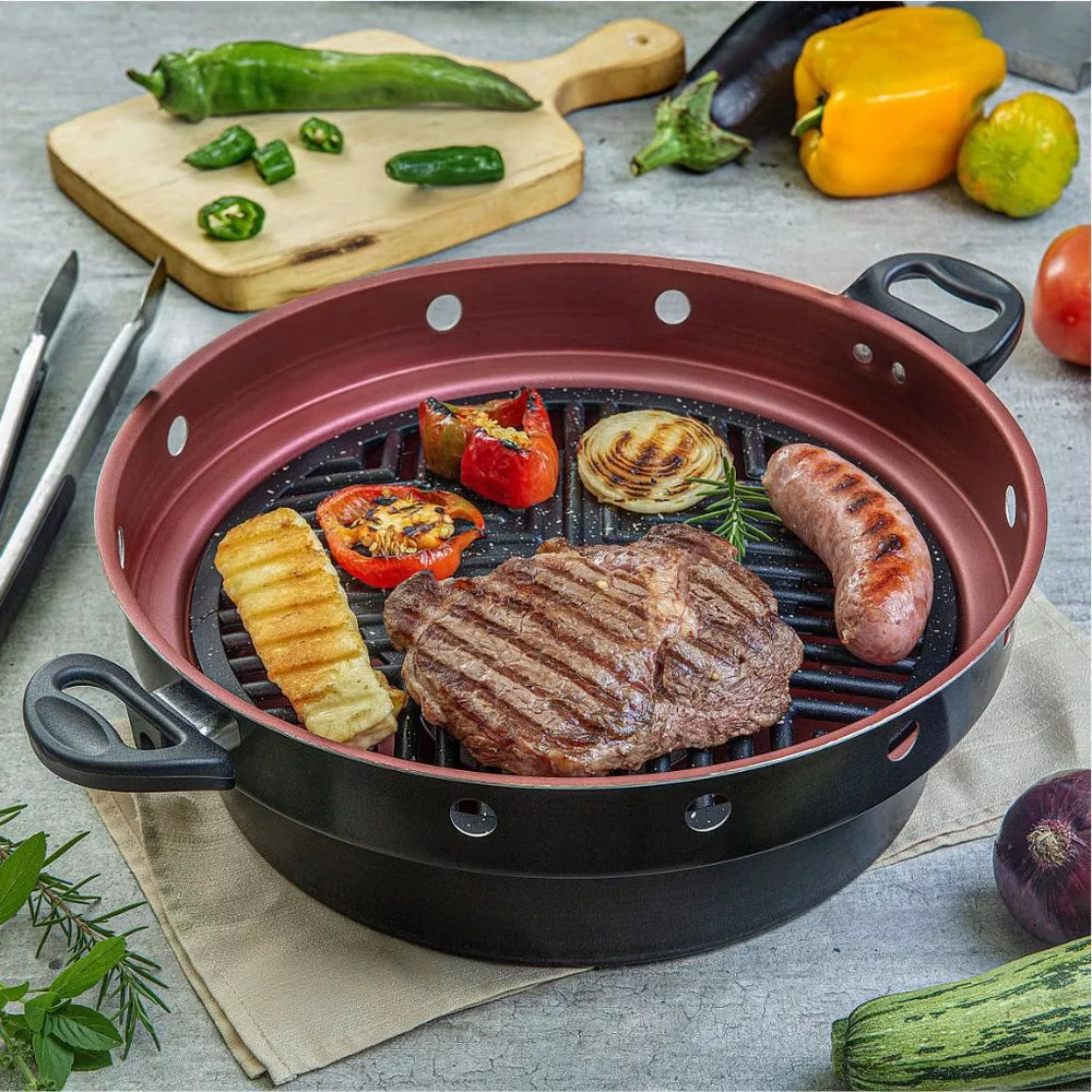Churrasqueira de Fogão sem fumaça Grill Brasilar Antiaderente — referência de uso no ambiente | Mova Decor