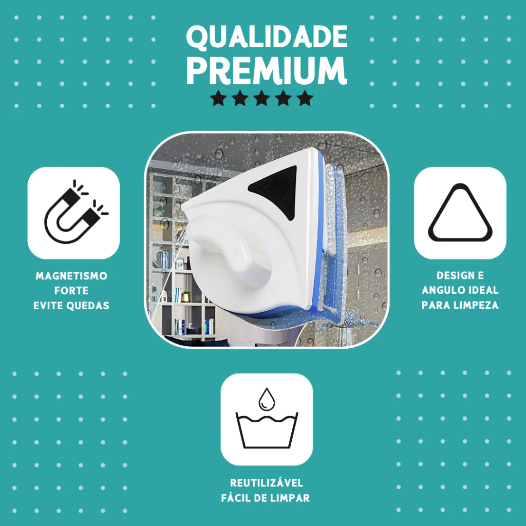 CrystalClean Pro™ – Limpador Magnético Dupla Face com Super Ímã