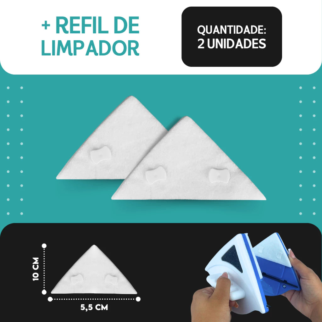 CrystalClean Pro™ – Limpador Magnético Dupla Face com Super Ímã