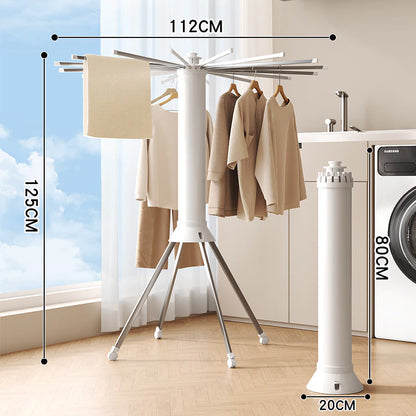 SpinDry Flex™ – Varal Dobrável Giratório de Chão com 16 Hastes em Aço Inox - Mōva Decor