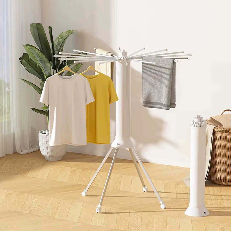 SpinDry Flex™ – Varal Dobrável Giratório de Chão com 16 Hastes em Aço Inox - Mōva Decor