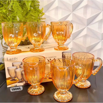 Maison Âmbar™ – Xícaras de Cristal Vintage 190ml (6 un.)