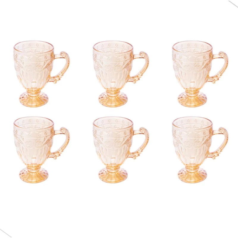 Maison Âmbar™ – Xícaras de Cristal Vintage 190ml (6 un.)