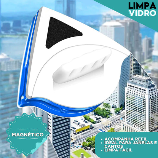 CrystalClean Pro™ – Limpador Magnético Dupla Face com Super Ímã