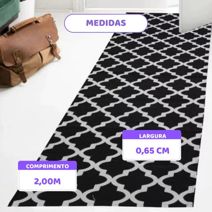 Tapete Passadeira Antiderrapante Jacquard Mōva — composição / escala visual | Mova Decor