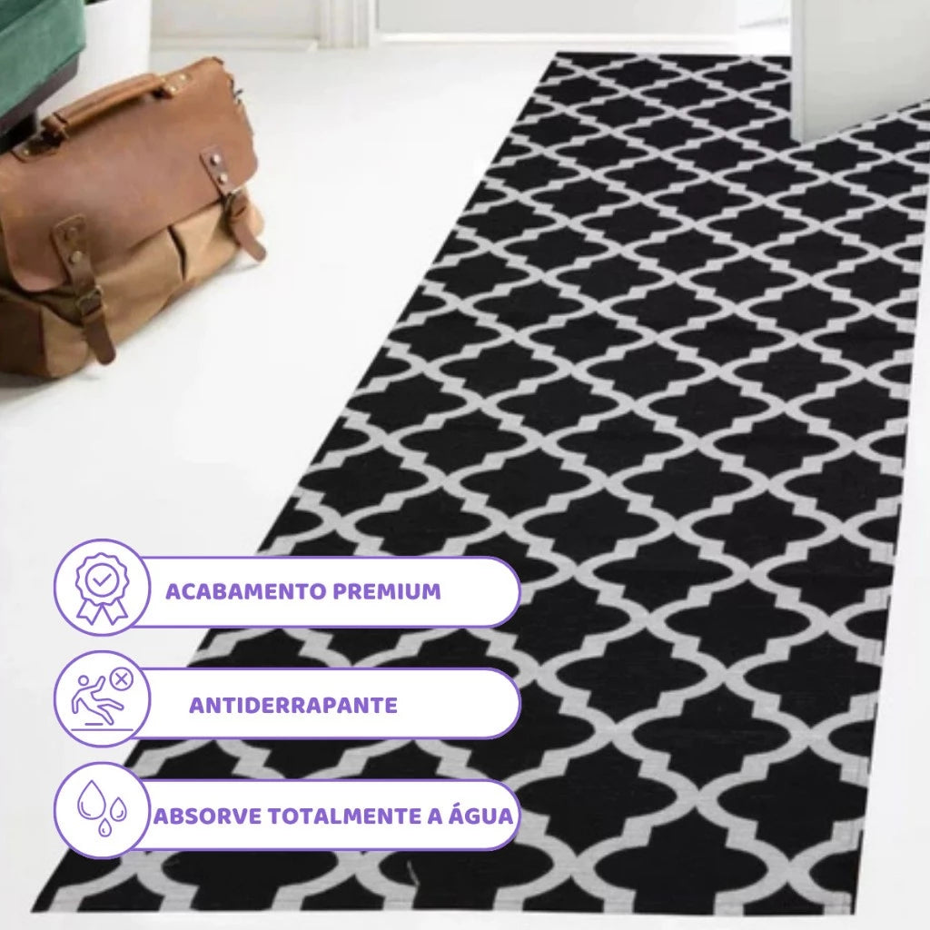 Tapete Passadeira Antiderrapante Jacquard Mōva — composição / escala visual | Mova Decor