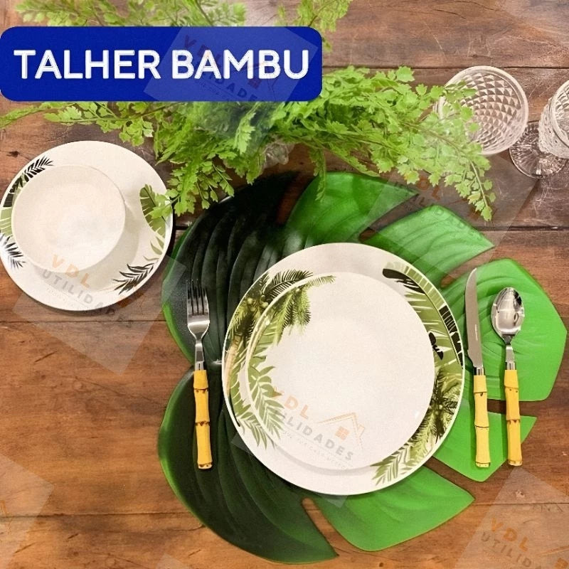 Kit Faqueiro Tropicale Bambu 24 Peças Aço Inox - Mōva Decor