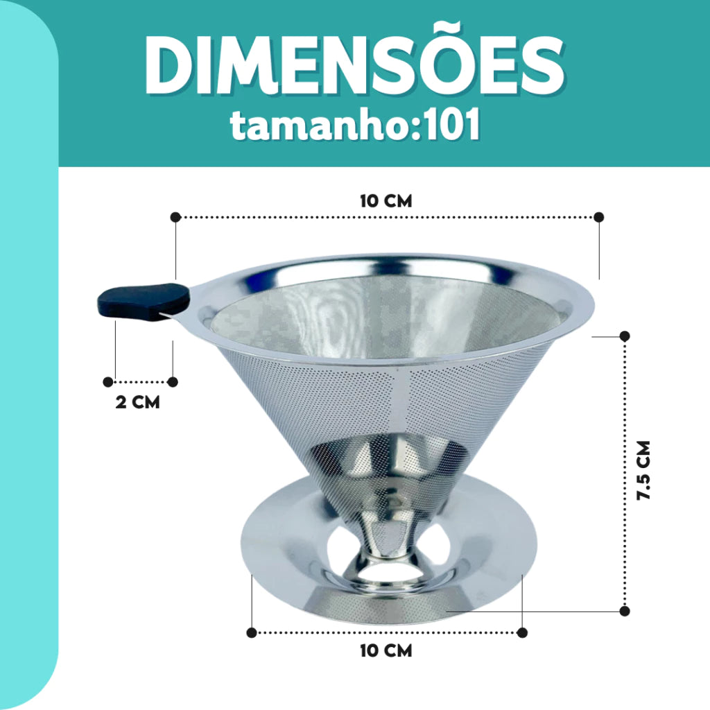 Coador De Café Inox 103 Premium - Com Pegador em Silicone - Mōva Decor