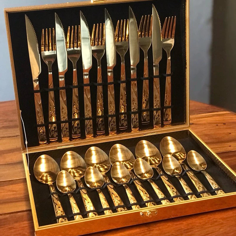 Brilho Imperial™ – Kit Faqueiro em Inox 24 Peças – Mōva Decor