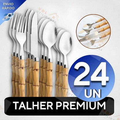 Kit Faqueiro Tropicale Bambu 24 Peças Aço Inox - Mōva Decor