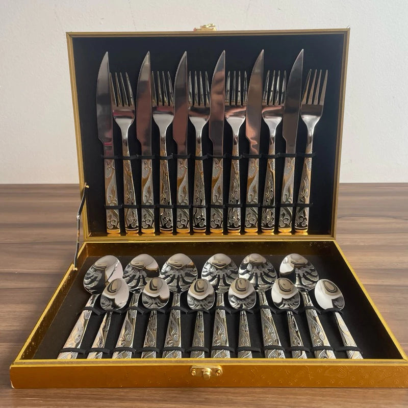 Brilho Imperial™ – Kit Faqueiro em Inox 24 Peças – Mōva Decor