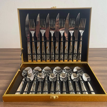 Brilho Imperial™ – Kit Faqueiro em Inox 24 Peças – Mōva Decor