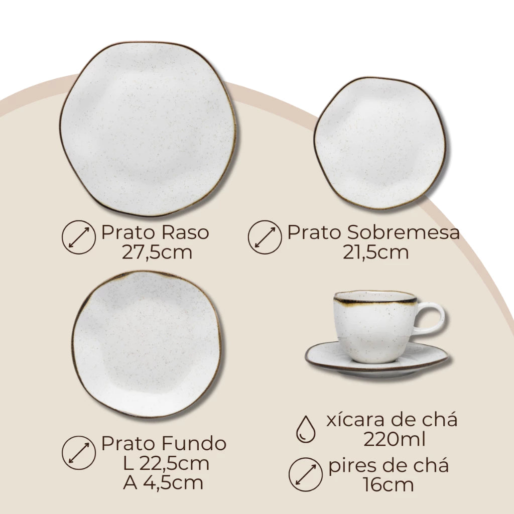 Aparelho de Jantar e Chá Porcelana Ryo Maresia Oxford | Mōva Decor