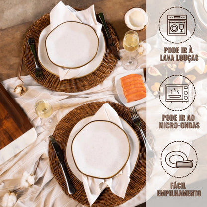 Aparelho de Jantar e Chá Porcelana Ryo Maresia Oxford | Mōva Decor