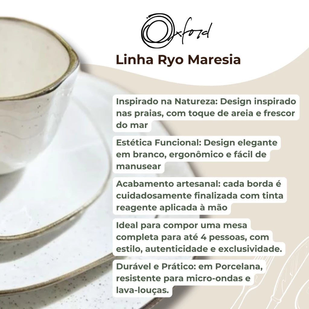 Aparelho de Jantar e Chá Porcelana Ryo Maresia Oxford | Mōva Decor