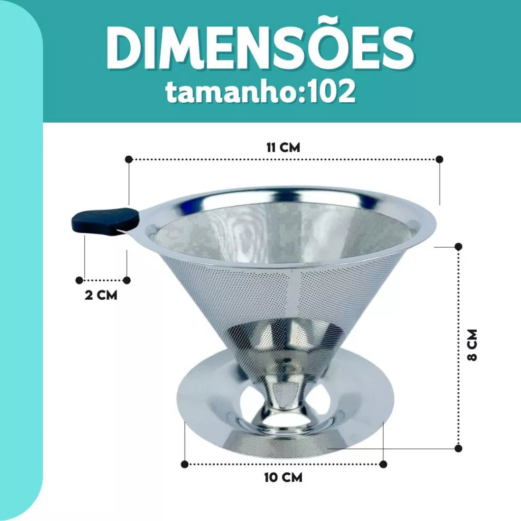 Coador De Café Inox 103 Premium - Com Pegador em Silicone - Mōva Decor