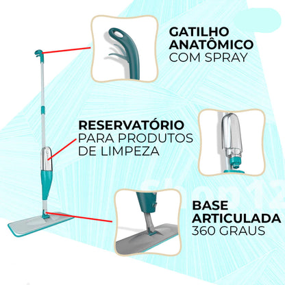 FlexMop™ Spray Mop Rotativo 360° - Mōva Decor