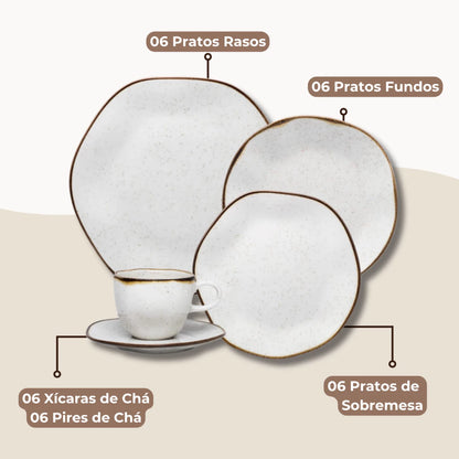 Aparelho de Jantar e Chá Porcelana Ryo Maresia Oxford | Mōva Decor