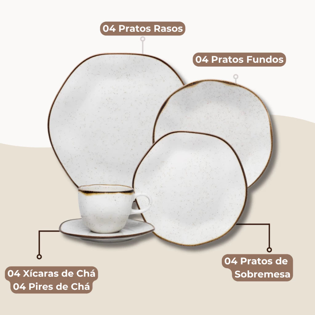 Aparelho de Jantar e Chá Porcelana Ryo Maresia Oxford | Mōva Decor