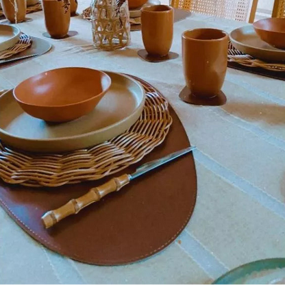 Mesa Nobre Courino – Kit Jogo Americano Premium Decorativo com 6 peças + Porta Copos de BRINDE