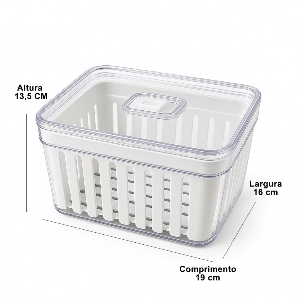 FreshKeep Organizador Multiuso de Geladeira com Tampa 3,8 Litros