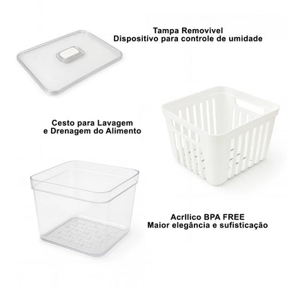 FreshKeep Organizador Multiuso de Geladeira com Tampa 3,8 Litros