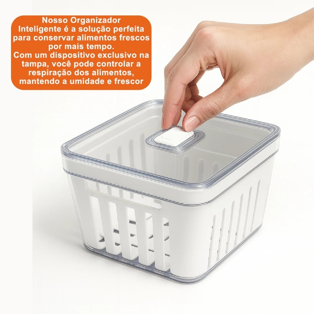 FreshKeep Organizador Multiuso de Geladeira com Tampa 3,8 Litros