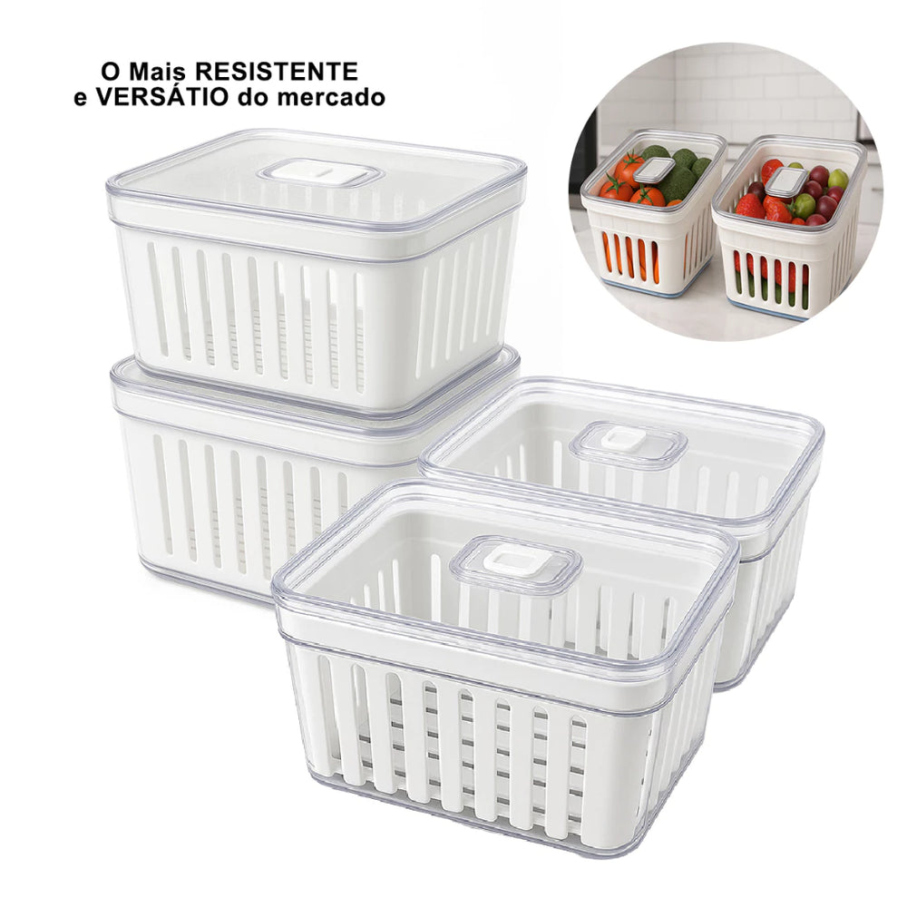 FreshKeep Organizador Multiuso de Geladeira com Tampa 3,8 Litros — detalhe do acabamento | Mova Decor