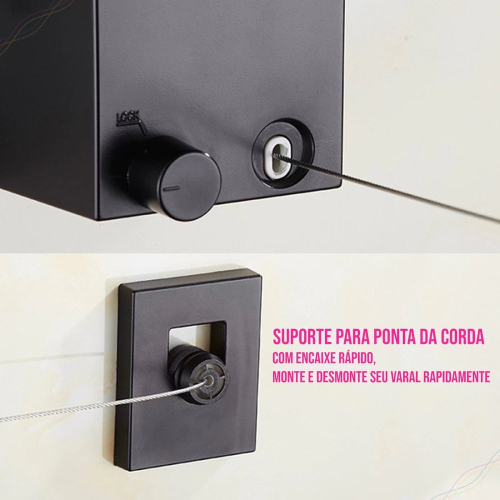 RetractLine™ Varal Retrátil - Mōva Decor — detalhe do acabamento | Mova Decor