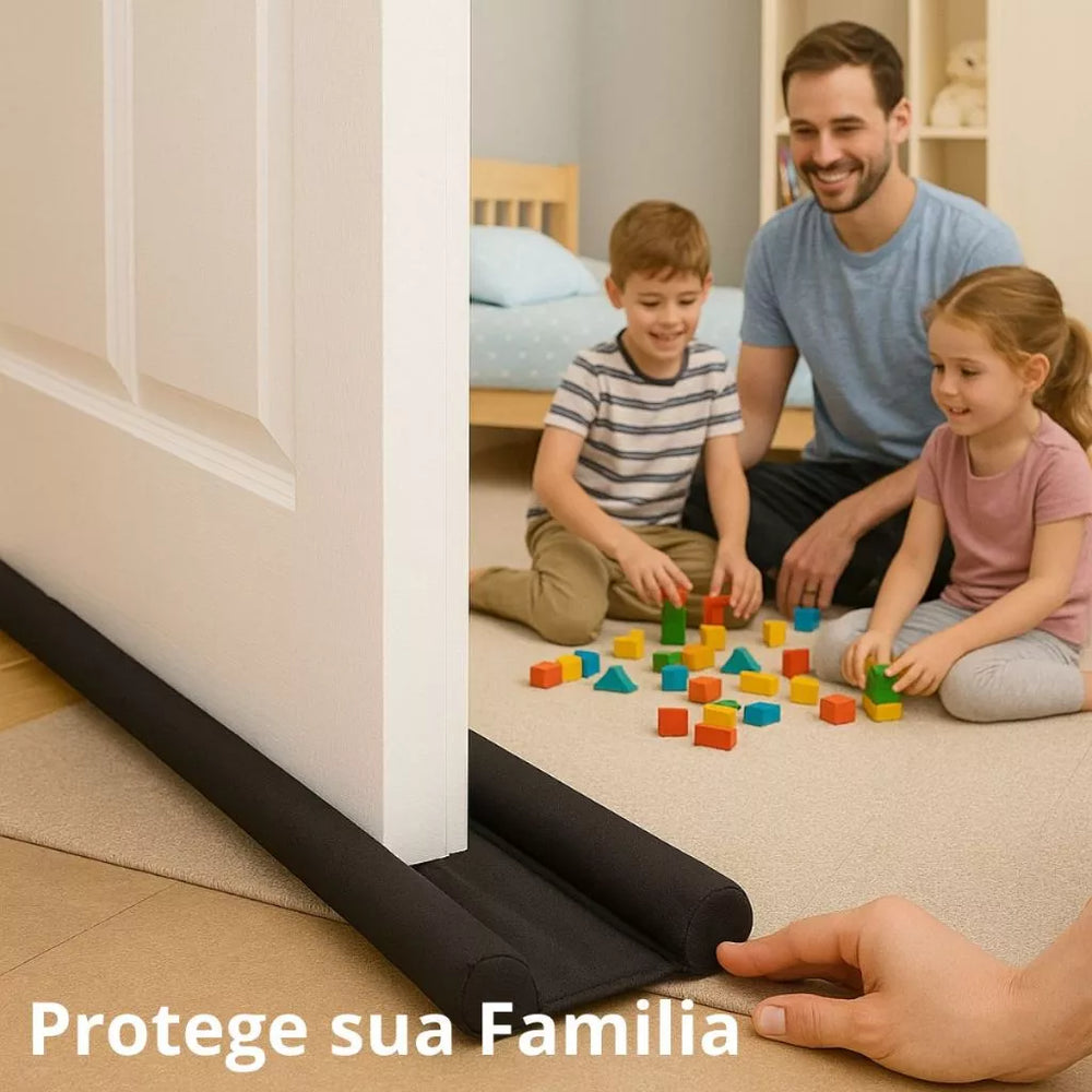 VedaTudo™ – Rolinho Duplo Ajustável para Porta (Anti Vento, Poeira e Insetos) — detalhe do acabamento | Mova Decor