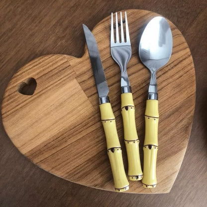 Kit Faqueiro Tropicale Bambu 24 Peças Aço Inox - Mōva Decor