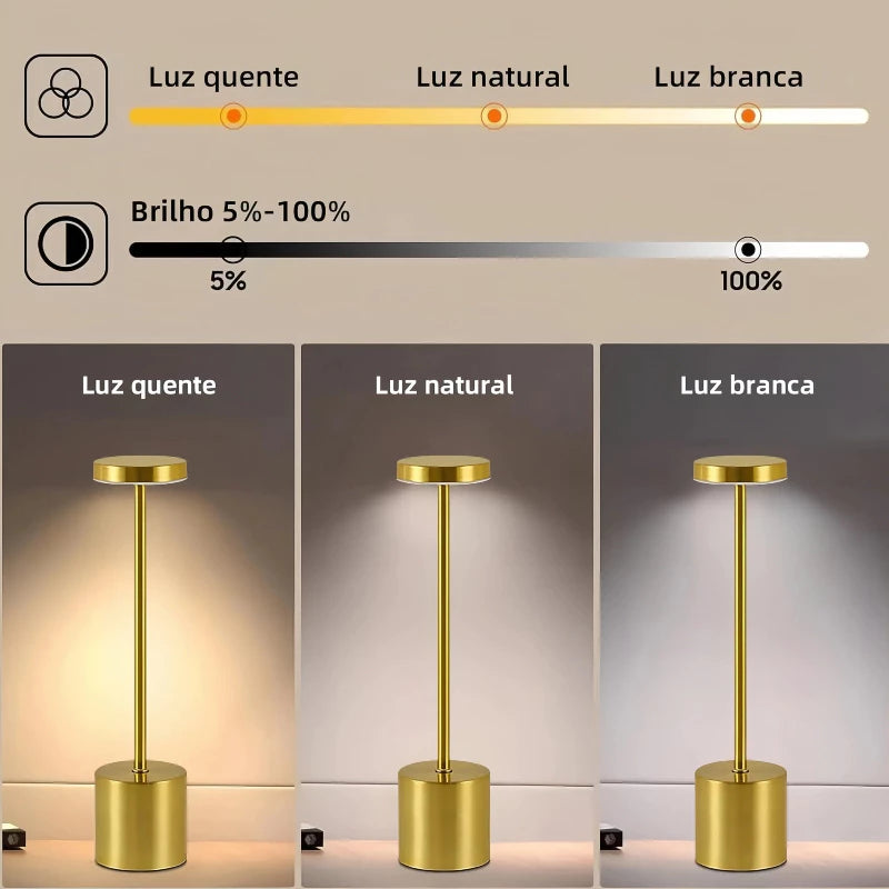 Luminária de Mesa Lumière Touch™ Recarregável LED