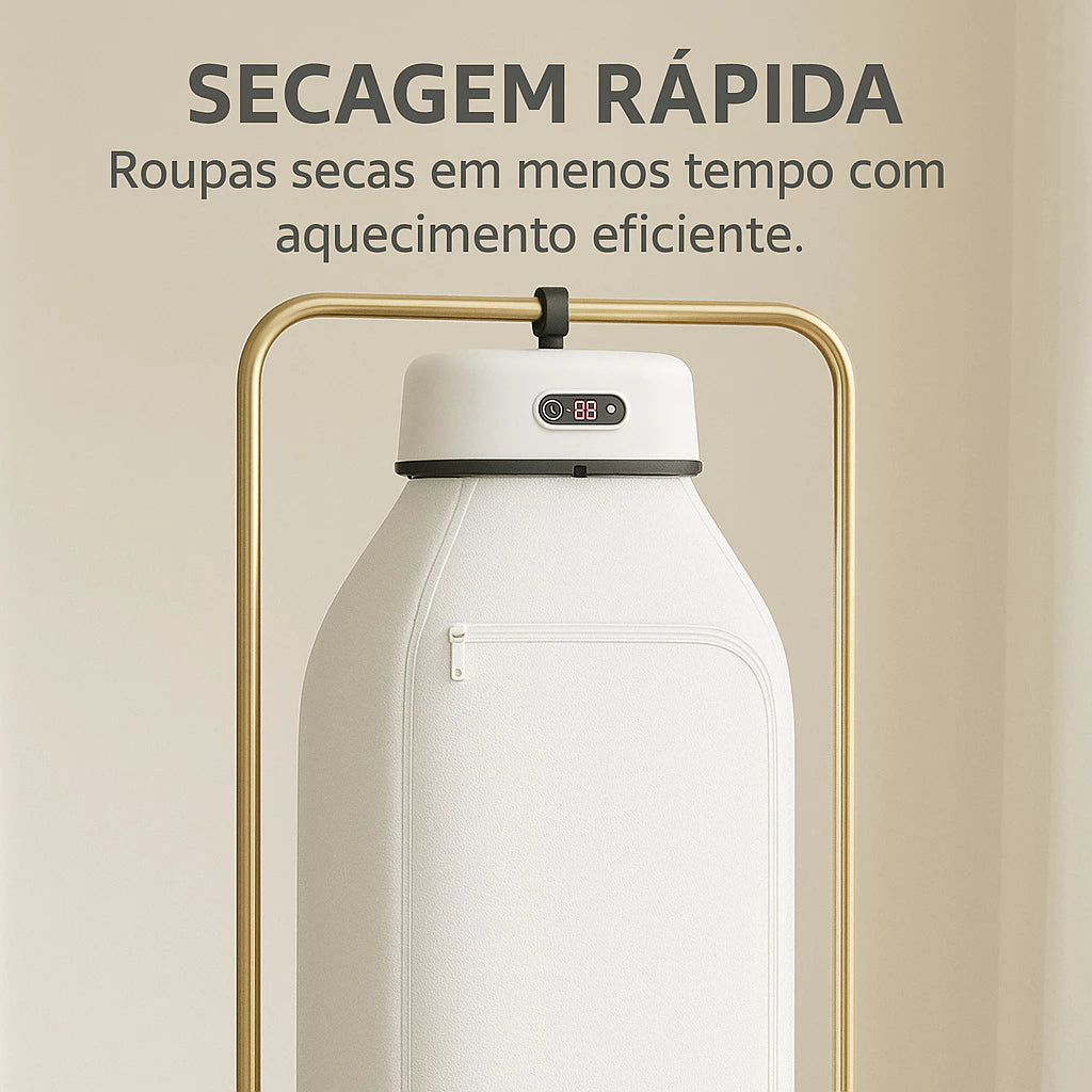 Secador de Roupas Portátil com Temporizador – Compacto, Eficiente e Fácil de Usar