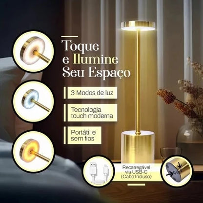 Luminária de Mesa Lumière Touch™ Recarregável LED