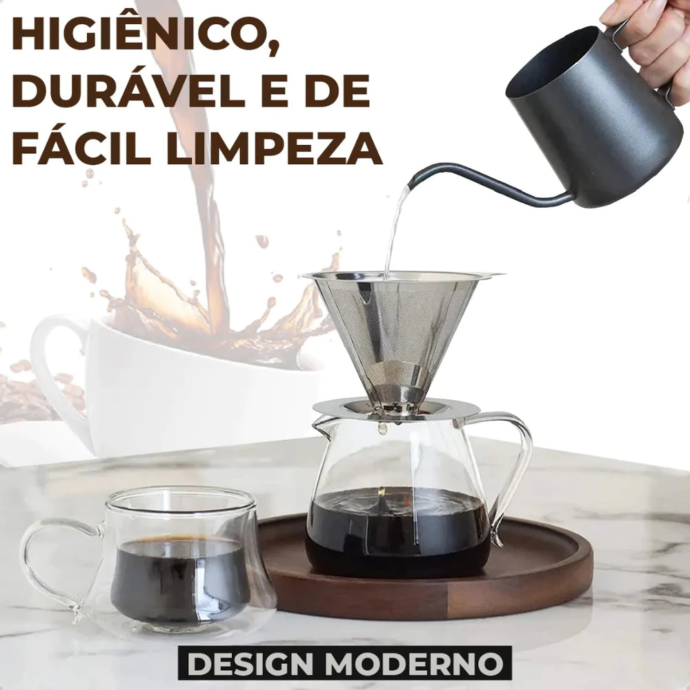 Coador De Café Inox 103 Premium - Com Pegador em Silicone - Mōva Decor — detalhe do acabamento | Mova Decor