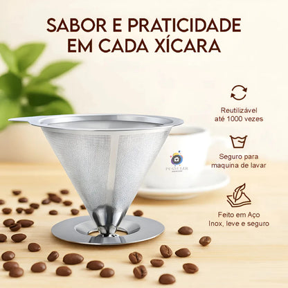 Coador De Café Inox 103 Premium - Com Pegador em Silicone - Mōva Decor