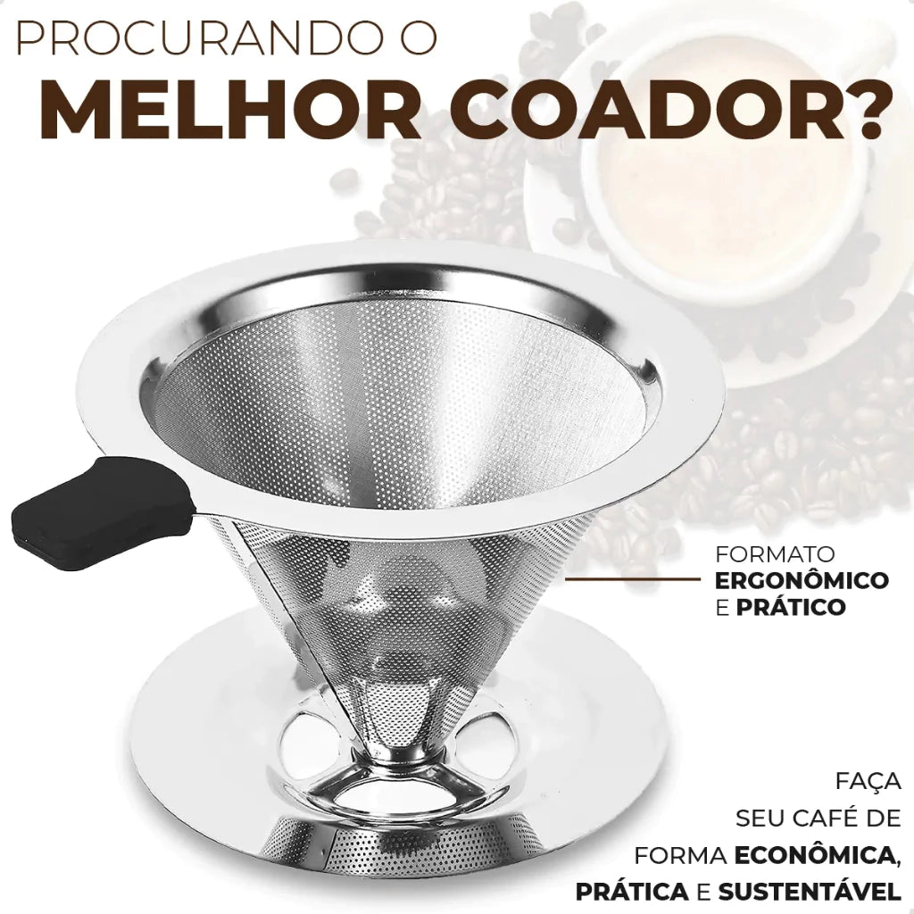 Coador De Café Inox 103 Premium - Com Pegador em Silicone - Mōva Decor