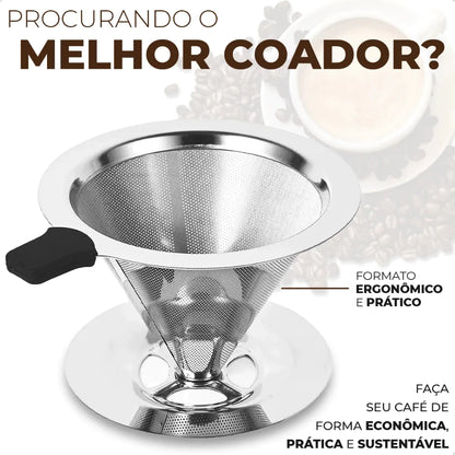 Coador De Café Inox 103 Premium - Com Pegador em Silicone - Mōva Decor