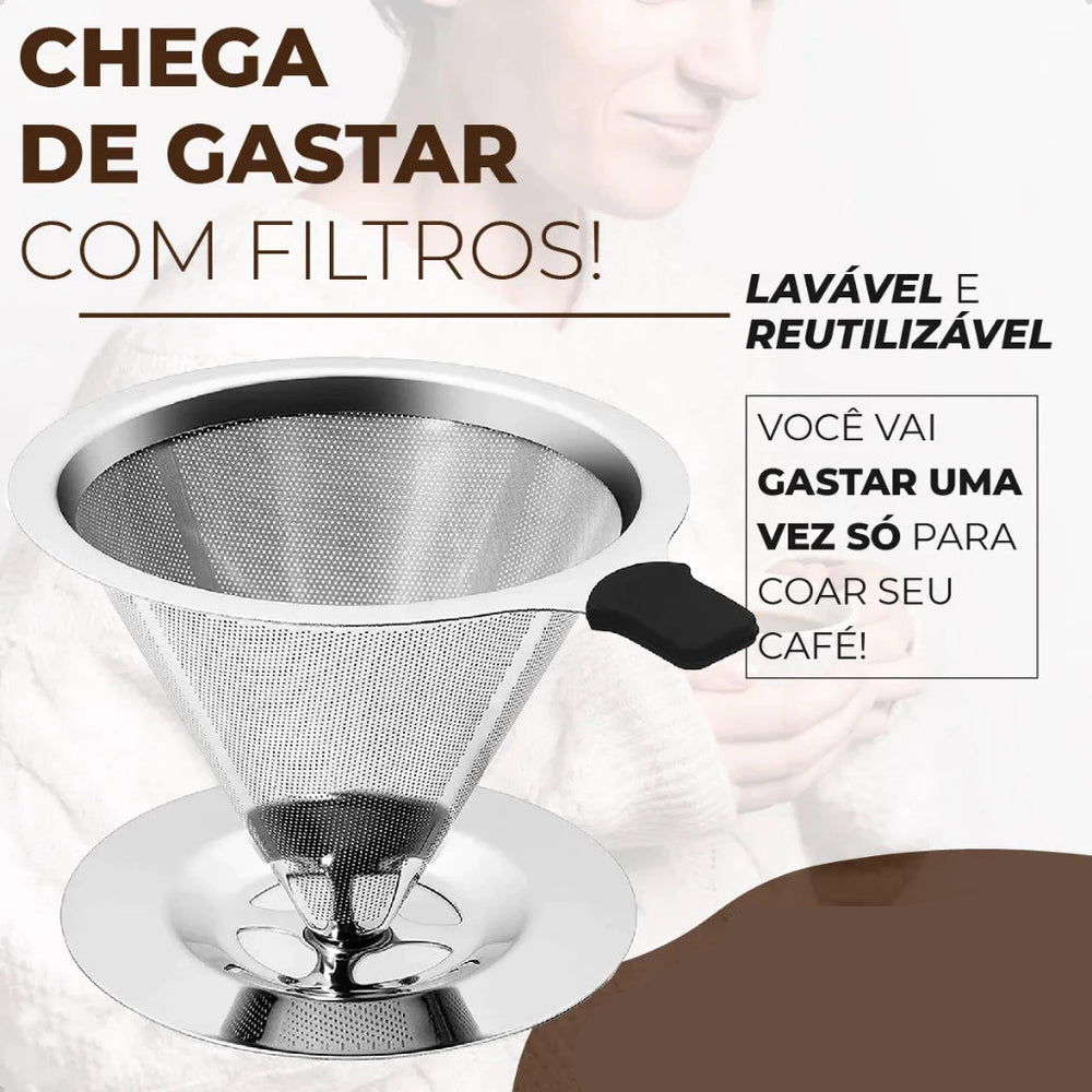 Coador De Café Inox 103 Premium - Com Pegador em Silicone - Mōva Decor — referência de uso no ambiente | Mova Decor