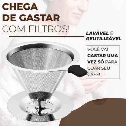 Coador De Café Inox 103 Premium - Com Pegador em Silicone - Mōva Decor