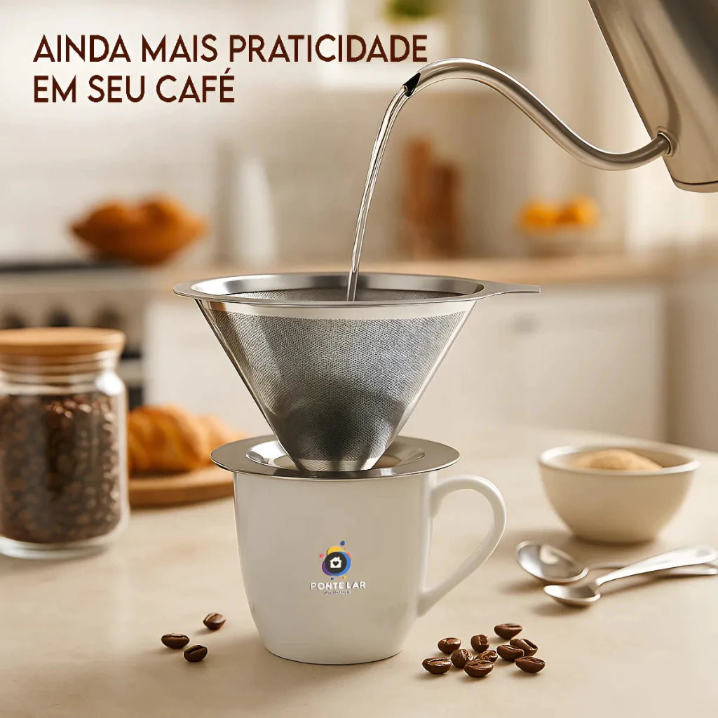 Coador De Café Inox 103 Premium - Com Pegador em Silicone - Mōva Decor