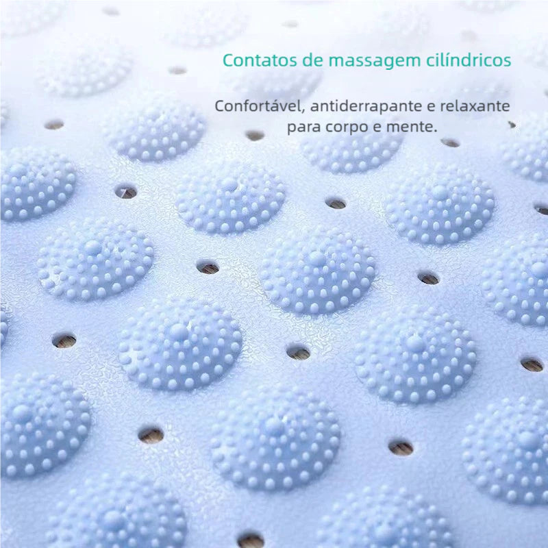 Detalhe da textura massageadora do tapete AquaZen