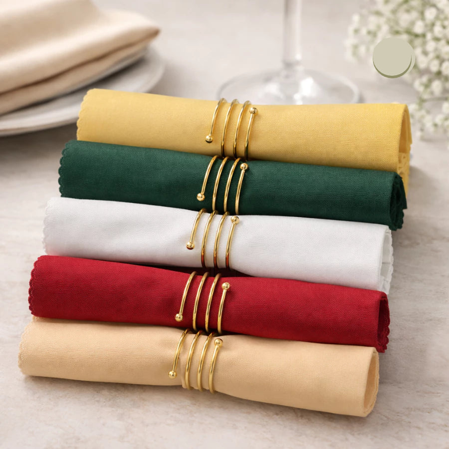 Kit Guardanapos Toscana com Anéis Dourados — vista principal do produto | Mova Decor
