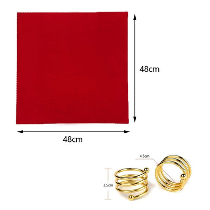 Kit Guardanapos Toscana com Anéis Dourados — composição / escala visual | Mova Decor