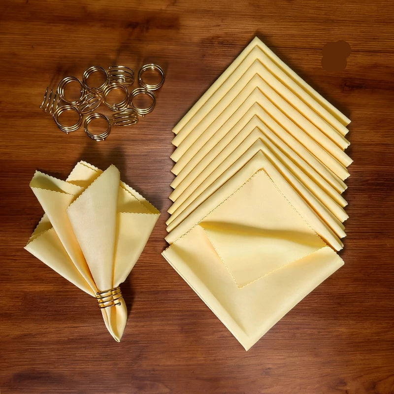 Kit Guardanapos Toscana com Anéis Dourados — composição / escala visual | Mova Decor