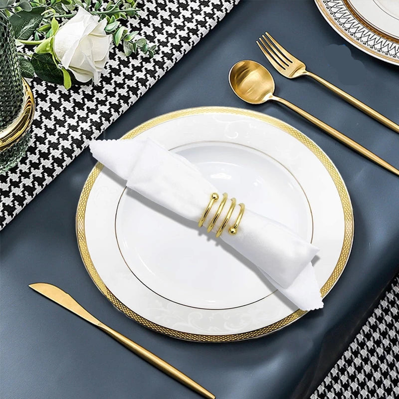 Kit Guardanapos Toscana com Anéis Dourados — composição / escala visual | Mova Decor