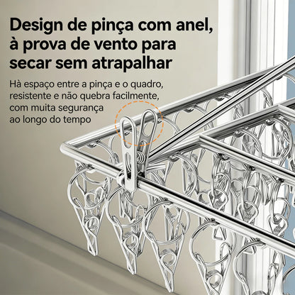 Mōva AirClip™ – Varal Inteligente Inox com Prendedores para Roupas Íntimas