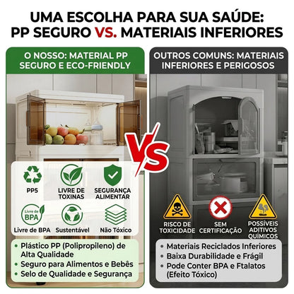 Organizador de Armário 50cm — Dobrável, Empilhável, 2 Portas e Rodinhas