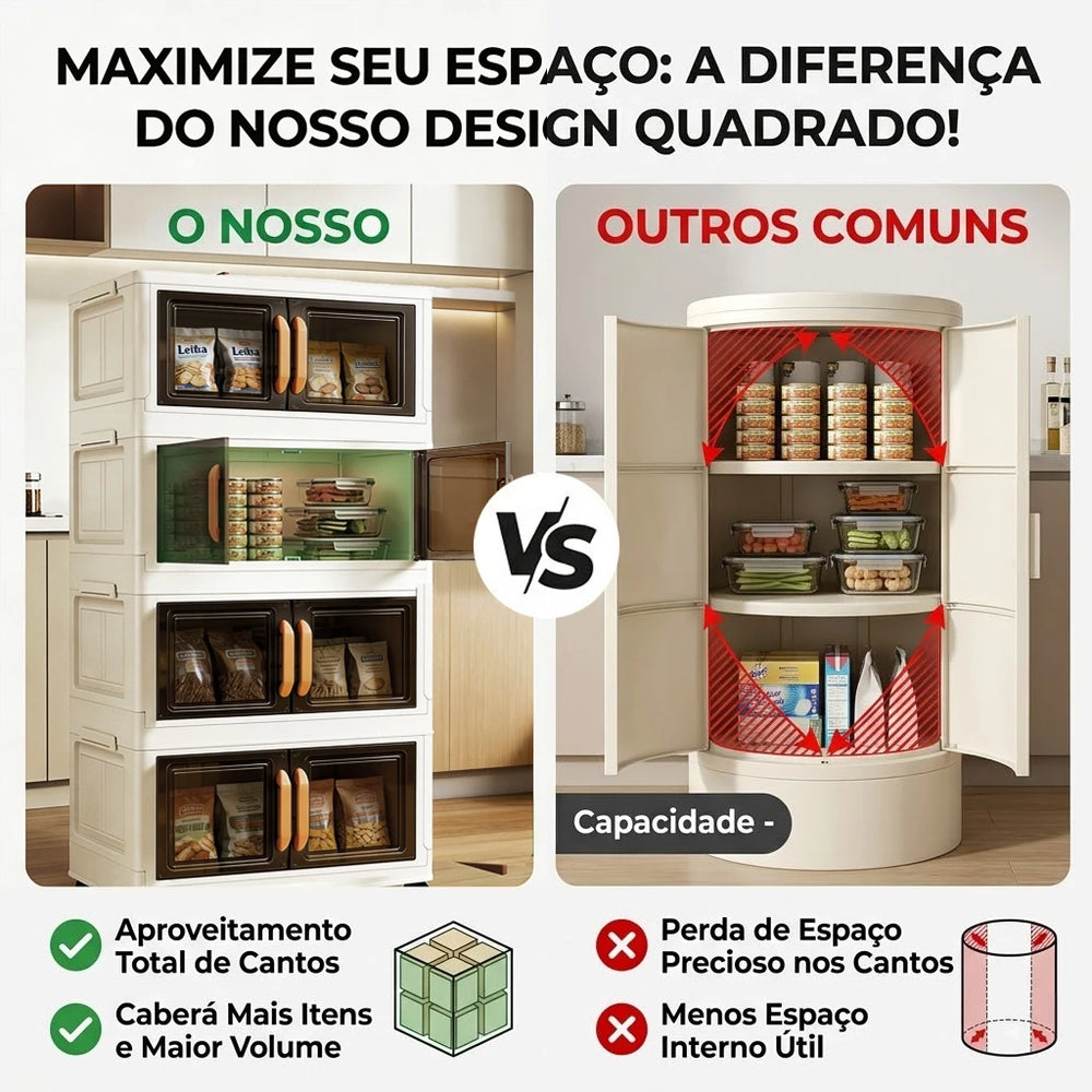 Organizador de Armário 50cm — Dobrável, Empilhável, 2 Portas e Rodinhas — referência de uso no ambiente | Mova Decor