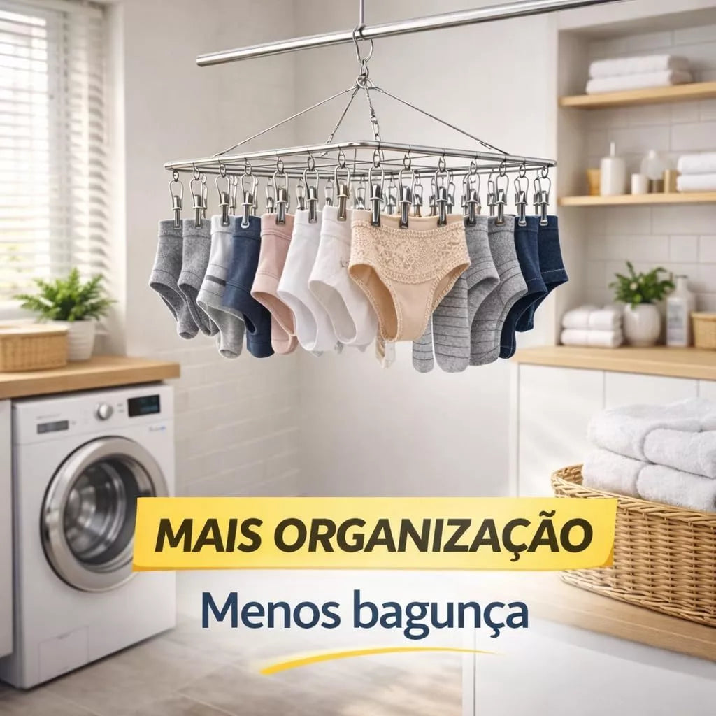 Mōva AirClip™ – Varal Inteligente Inox com Prendedores para Roupas Íntimas
